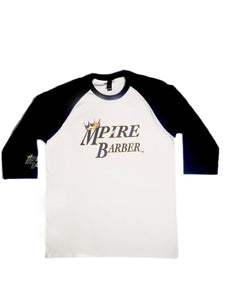Mpire Barber Baseball 3/4 sleeve (Black and White) Baseball Tee